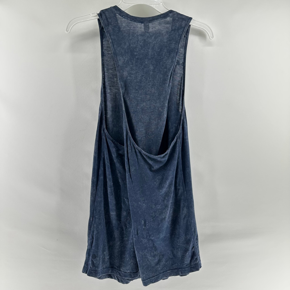 LULULEMON ELEMENT Blue Cloud WASHED COTTON Long Active Twist Tank Top WOMENS S 4 - Picture 7 of 9
